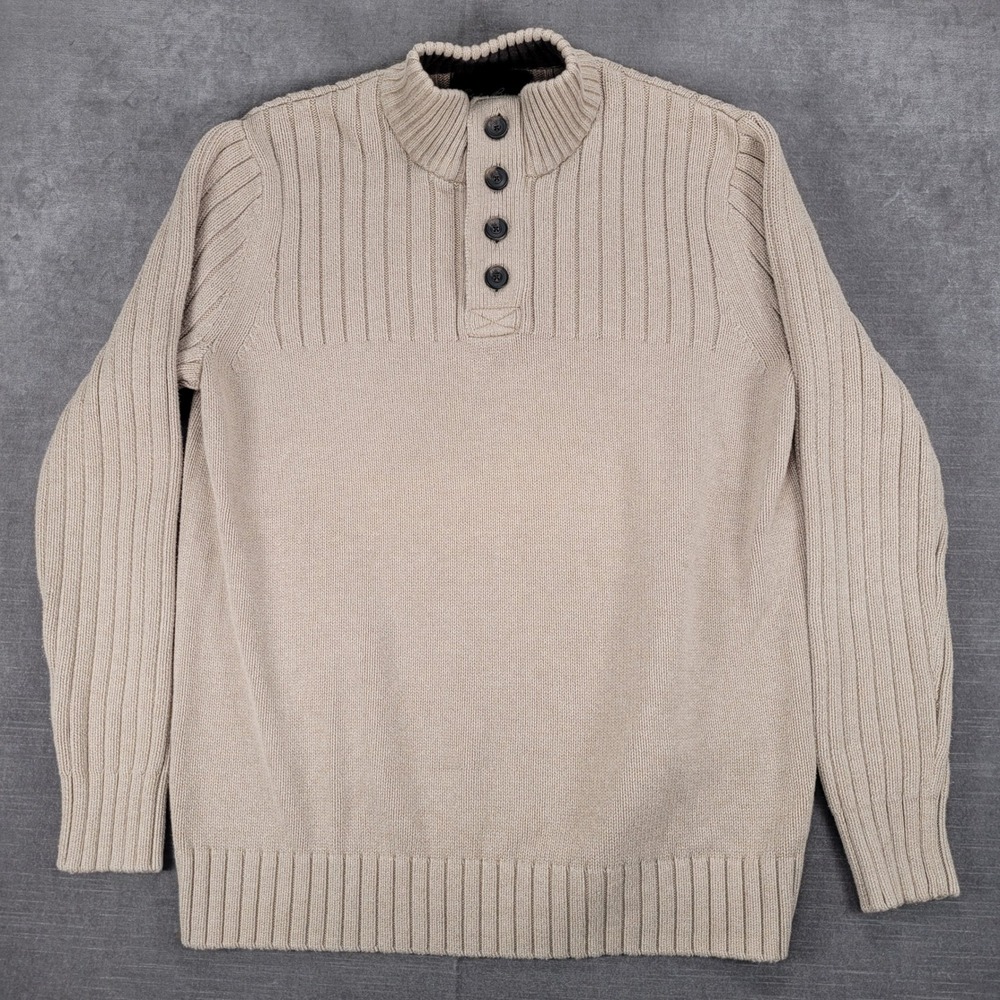 Eddie Bauer Y2K Mens 3D Knit Sweater Ribbed Crew Neck Long‎ Sleeve Pullover XLT